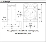 XL2C Single Phase CT Dimensions