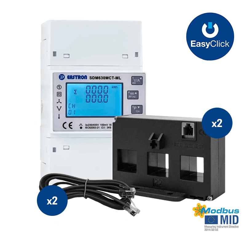 SDM630MCT-2L-MID & 2x ESCT-RJ335 Three Phase Solid Core Current Transformer