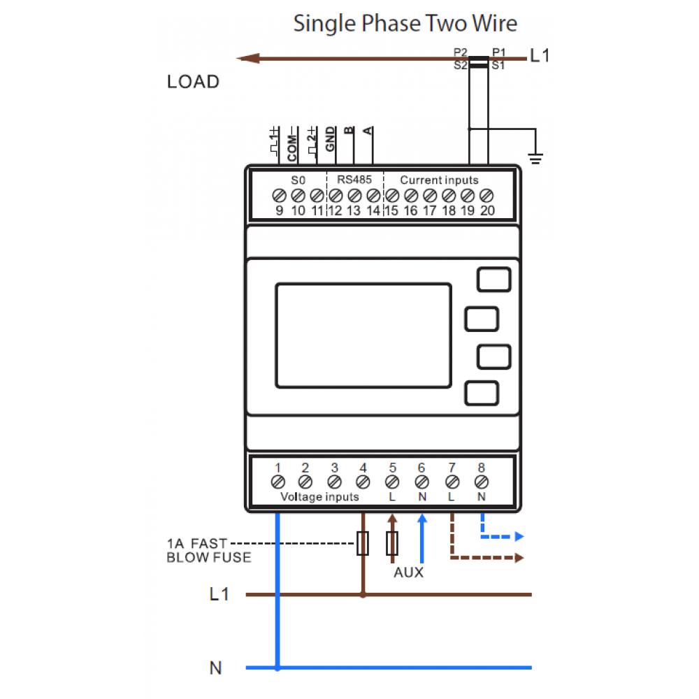 SDM630MCT-MOD-NON MID Wiring