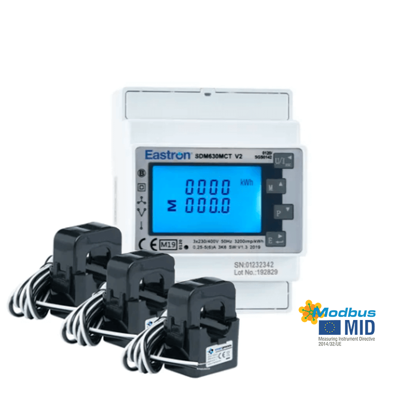 SDM630mcte Mid with modbus and mid approval with three split core current transformers