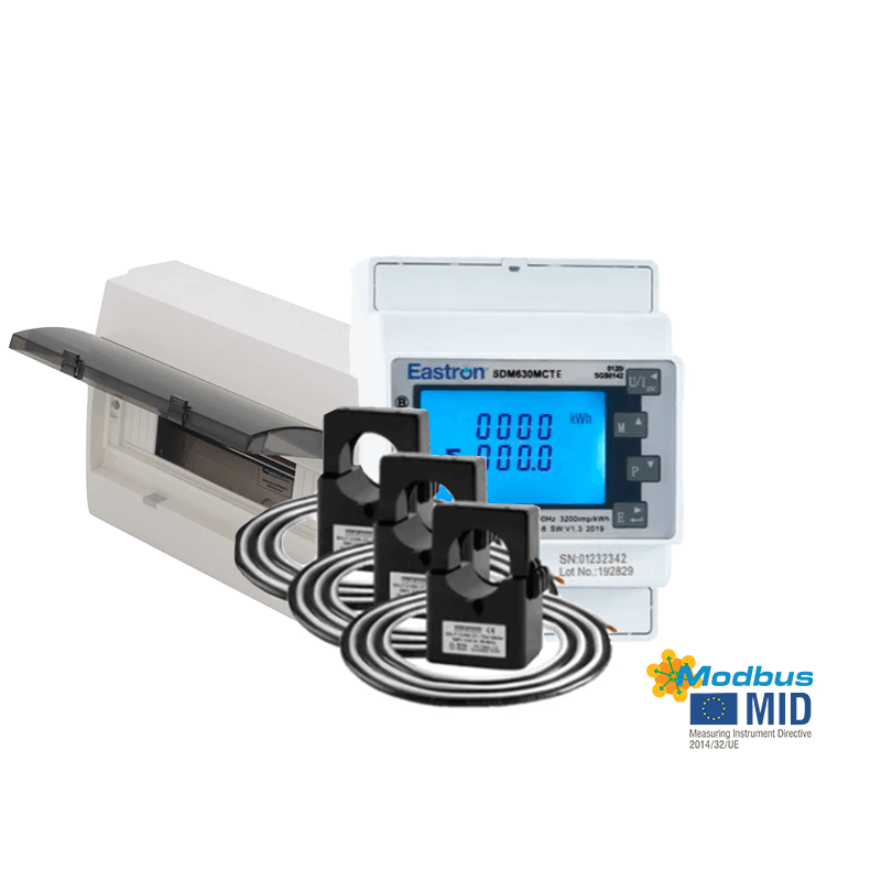 Bundle: SDM630MCT-MOD-MID & DIN RAIL ENCLOSURE & 3x T24/T36 Current Transformers