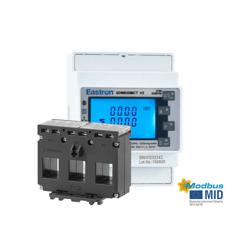 SDM630mct with modbus and mid approval with three phase solid core current transformers