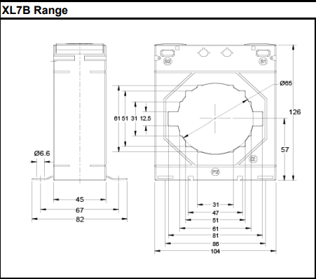 XL7B Single Phase CT Dimensions