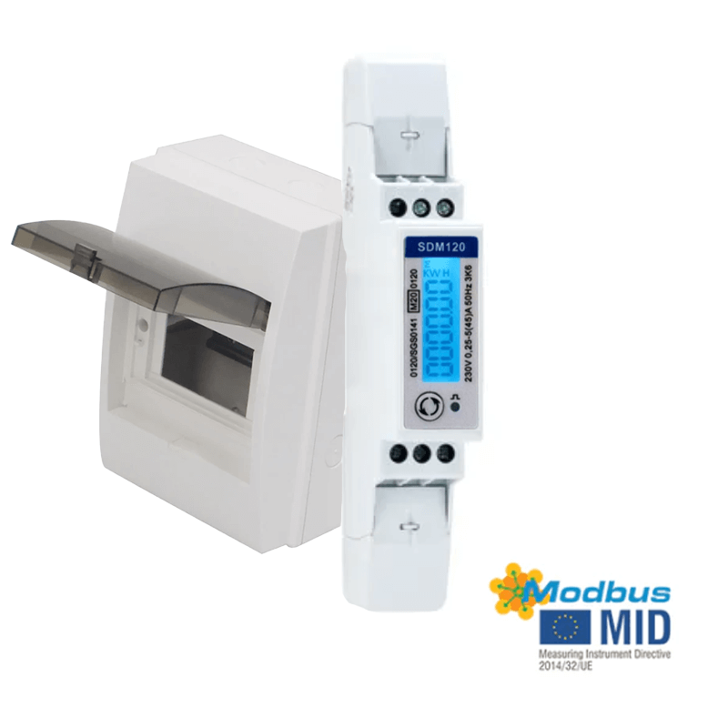 sdm120 modbus mid and 4 way enclosure 