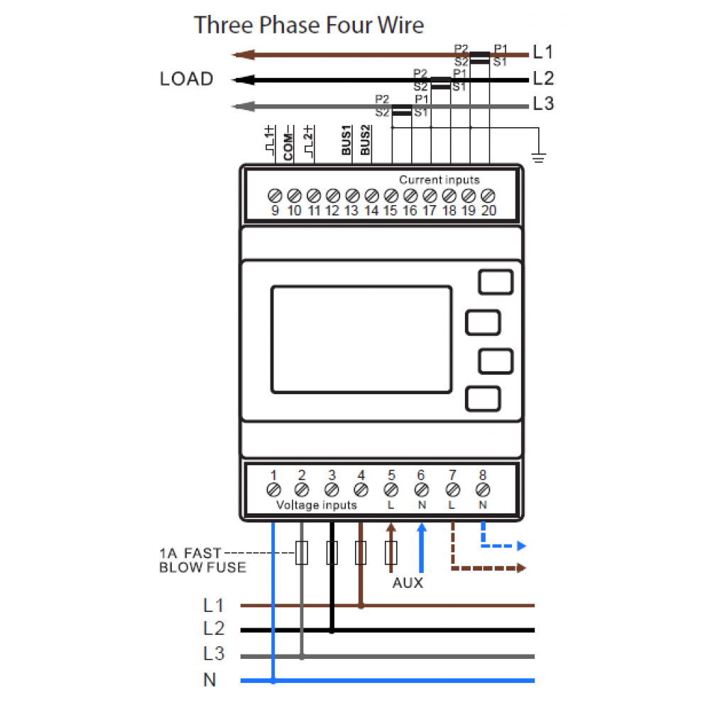 SDM630MCT-MOD-NON MID Wiring