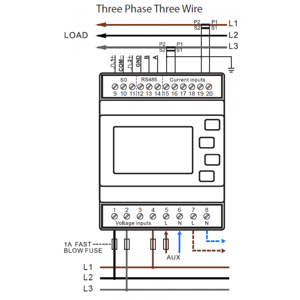 SDM630MCT-MOD-NON MID Wiring